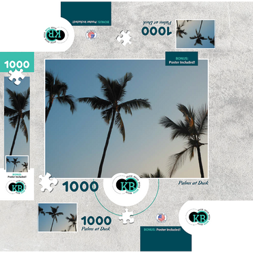Hawaii, The Big Island: Palm Trees at Dusk 1000 Jigsaw Puzzle box 3D Modell