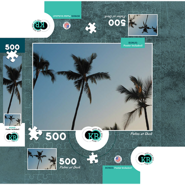 Hawaii, The Big Island: Palm Trees at Dusk 500 Jigsaw Puzzle box 3D Modell