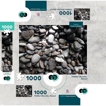 Hawaii, The Big Island: Pebbled Shoreline 1000 Jigsaw Puzzle box 3D Modell