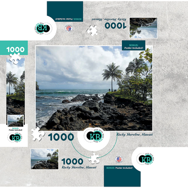 Hawaii, The Big Island: Rocky Shoreline, no.1 1000 Jigsaw Puzzle box 3D Modell