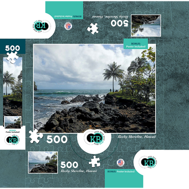 Hawaii, The Big Island: Rocky Shoreline, no.1 500 Jigsaw Puzzle box 3D Modell