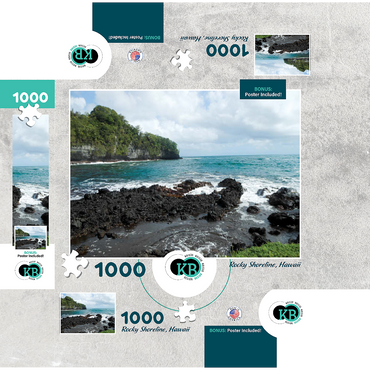 Hawaii, The Big Island: Rocky Shoreline, no.2 1000 Jigsaw Puzzle box 3D Modell