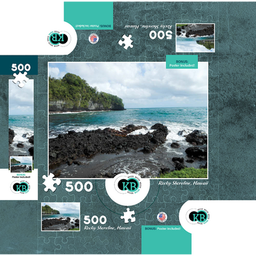Hawaii, The Big Island: Rocky Shoreline, no.2 500 Jigsaw Puzzle box 3D Modell