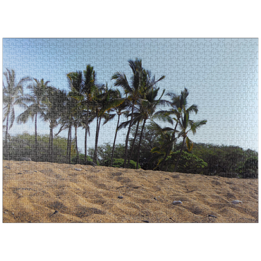 puzzleplate Hawaii, The Big Island: Sandy Beach Palm Trees 1000 Jigsaw Puzzle
