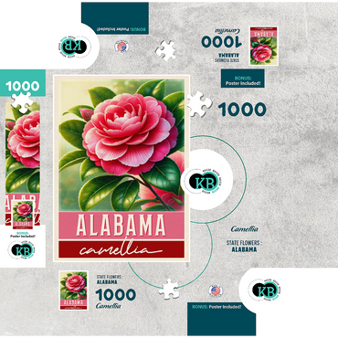 State Flowers Series: Alabama, Camellia 1000 Jigsaw Puzzle box 3D Modell
