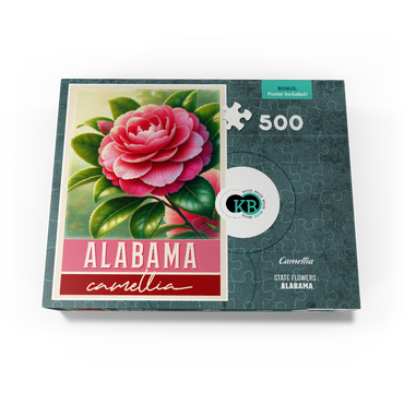 State Flowers Series: Alabama, Camellia 500 Jigsaw Puzzle box view3
