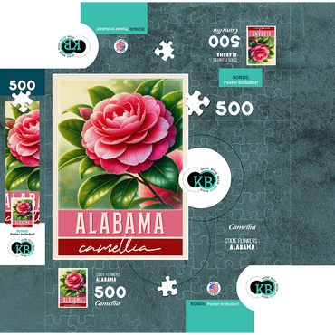State Flowers Series: Alabama, Camellia 500 Jigsaw Puzzle box 3D Modell