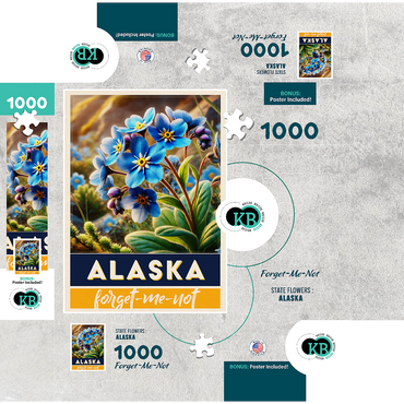 State Flowers Series: Alaska, Forget-Me-Not 1000 Jigsaw Puzzle box 3D Modell