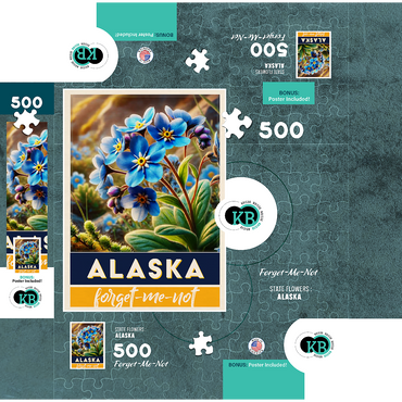 State Flowers Series: Alaska, Forget-Me-Not 500 Jigsaw Puzzle box 3D Modell