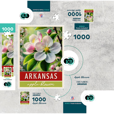 State Flowers Series: Arkansas, Apple Blossom 1000 Jigsaw Puzzle box 3D Modell