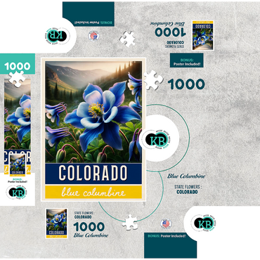 State Flowers Series: Colorado, Blue Columbine 1000 Jigsaw Puzzle box 3D Modell