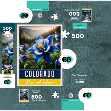State Flowers Series: Colorado, Blue Columbine 500 Jigsaw Puzzle box 3D Modell