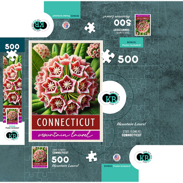State Flowers Series: Connecticut, Mountain Laurel 500 Jigsaw Puzzle box 3D Modell