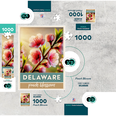 State Flowers Series: Delaware, Peach Blossom 1000 Jigsaw Puzzle box 3D Modell