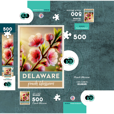 State Flowers Series: Delaware, Peach Blossom 500 Jigsaw Puzzle box 3D Modell