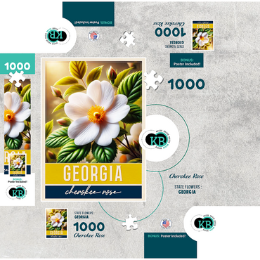 State Flowers Series: Georgia, Cherokee Rose 1000 Jigsaw Puzzle box 3D Modell