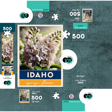 State Flowers Series: Idaho, Syringa 500 Jigsaw Puzzle box 3D Modell