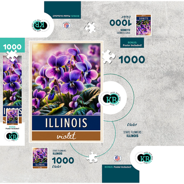 State Flowers Series: Illinois, Violet 1000 Jigsaw Puzzle box 3D Modell