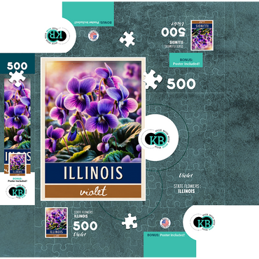 State Flowers Series: Illinois, Violet 500 Jigsaw Puzzle box 3D Modell