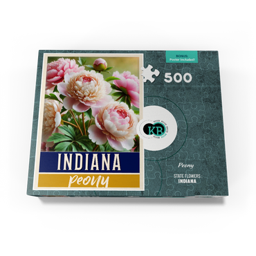 State Flowers Series: Indiana, Peony 500 Jigsaw Puzzle box view3
