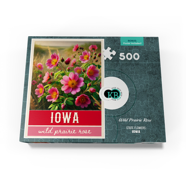 State Flowers Series: Iowa, Wild Prairie Rose 500 Jigsaw Puzzle box view3
