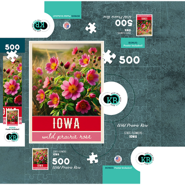 State Flowers Series: Iowa, Wild Prairie Rose 500 Jigsaw Puzzle box 3D Modell