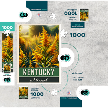 State Flowers Series: Kentucky, Goldenrod 1000 Jigsaw Puzzle box 3D Modell