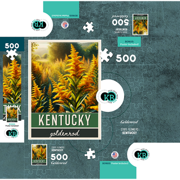 State Flowers Series: Kentucky, Goldenrod 500 Jigsaw Puzzle box 3D Modell