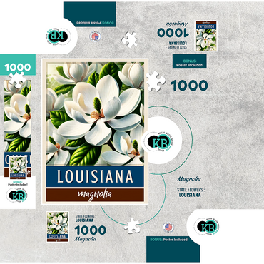 State Flowers Series: Louisiana, Magnolia 1000 Jigsaw Puzzle box 3D Modell