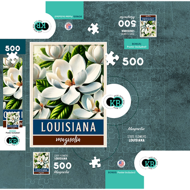 State Flowers Series: Louisiana, Magnolia 500 Jigsaw Puzzle box 3D Modell