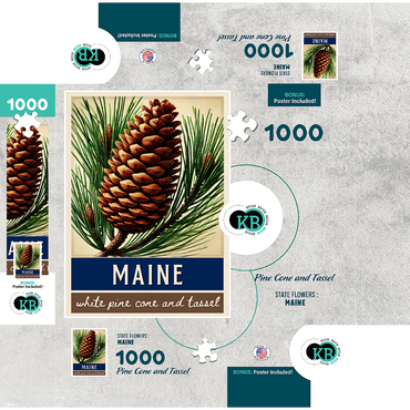 State Flowers Series: Maine, Pine Cone & Tassel 1000 Jigsaw Puzzle box 3D Modell