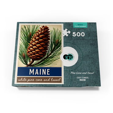 State Flowers Series: Maine, Pine Cone & Tassel 500 Jigsaw Puzzle box view3