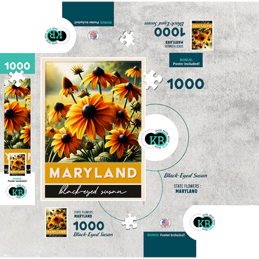 State Flowers Series: Maryland, Black Eyed Susan 1000 Jigsaw Puzzle box 3D Modell