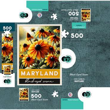 State Flowers Series: Maryland, Black Eyed Susan 500 Jigsaw Puzzle box 3D Modell