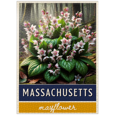 puzzleplate State Flowers Series: Massachusetts, Mayflower 1000 Jigsaw Puzzle
