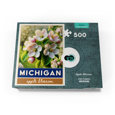 State Flowers Series: Michigan, Apple Blossom 500 Jigsaw Puzzle box view3