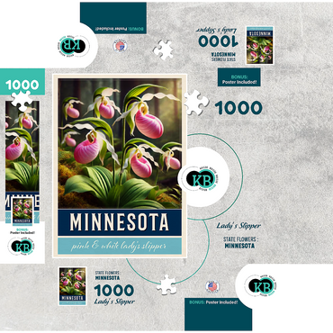 State Flowers Series: Minnesota, Lady Slipper 1000 Jigsaw Puzzle box 3D Modell