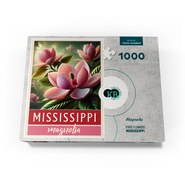 State Flowers Series: Mississippi, Magnolia, pink 1000 Jigsaw Puzzle box view3