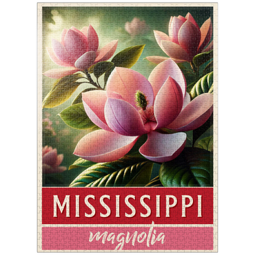 puzzleplate State Flowers Series: Mississippi, Magnolia, pink 1000 Jigsaw Puzzle