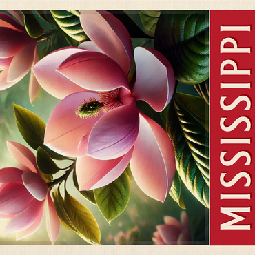 State Flowers Series: Mississippi, Magnolia, pink 1000 Jigsaw Puzzle 3D Modell