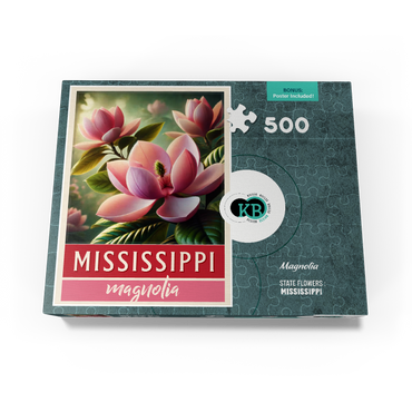 State Flowers Series: Mississippi, Magnolia, pink 500 Jigsaw Puzzle box view3