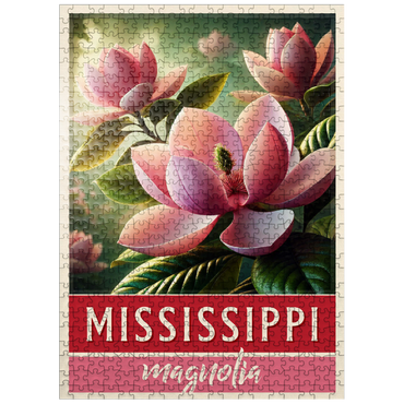 puzzleplate State Flowers Series: Mississippi, Magnolia, pink 500 Jigsaw Puzzle