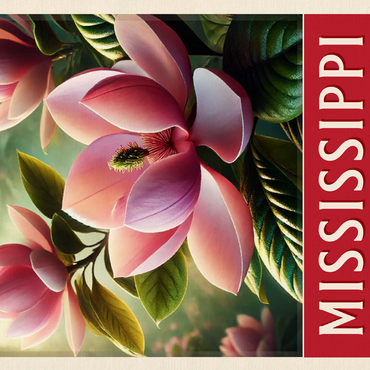 State Flowers Series: Mississippi, Magnolia, pink 500 Jigsaw Puzzle 3D Modell