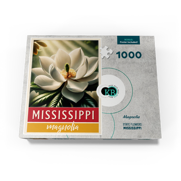 State Flowers Series: Mississippi, Magnolia, white 1000 Jigsaw Puzzle box view3