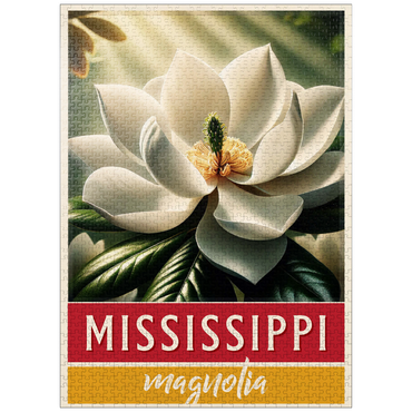 puzzleplate State Flowers Series: Mississippi, Magnolia, white 1000 Jigsaw Puzzle