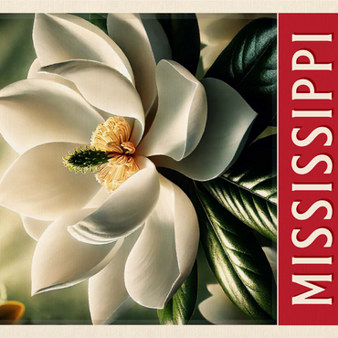 State Flowers Series: Mississippi, Magnolia, white 1000 Jigsaw Puzzle 3D Modell