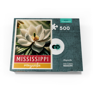 State Flowers Series: Mississippi, Magnolia, white 500 Jigsaw Puzzle box view3
