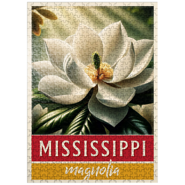 puzzleplate State Flowers Series: Mississippi, Magnolia, white 500 Jigsaw Puzzle