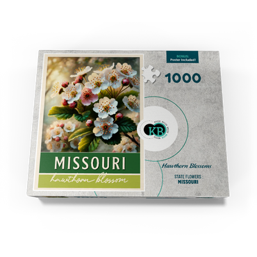 State Flowers Series: Missouri, Hawthorn Blossom, green 1000 Jigsaw Puzzle box view3