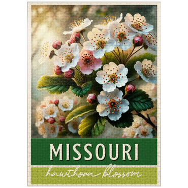 puzzleplate State Flowers Series: Missouri, Hawthorn Blossom, green 1000 Jigsaw Puzzle